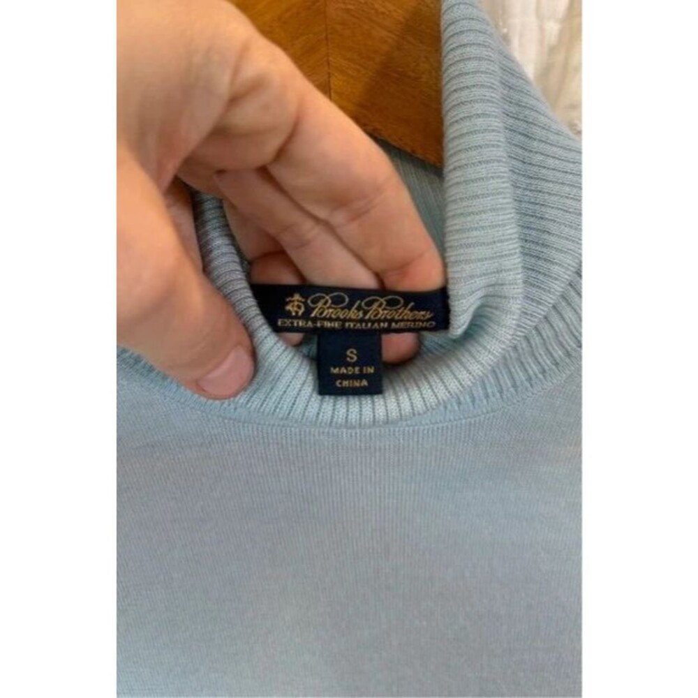Brooks Brothers Pastel Blue Extra-Fine Merino Wool Turtleneck Sweater Size S